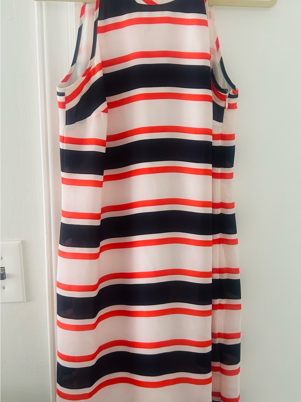 Banana Republic Navy, White & Red Striped Sleeveless Shift Dress